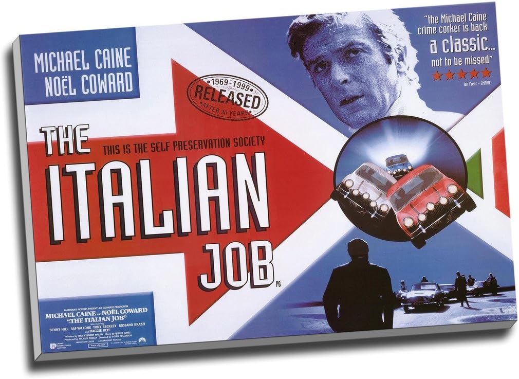 The Italian Job Movie Poster Canvas Print Wall Art Picture Canvas Prints Large A1 30 X 20 Inches (76.2Cm X 50.8Cm)