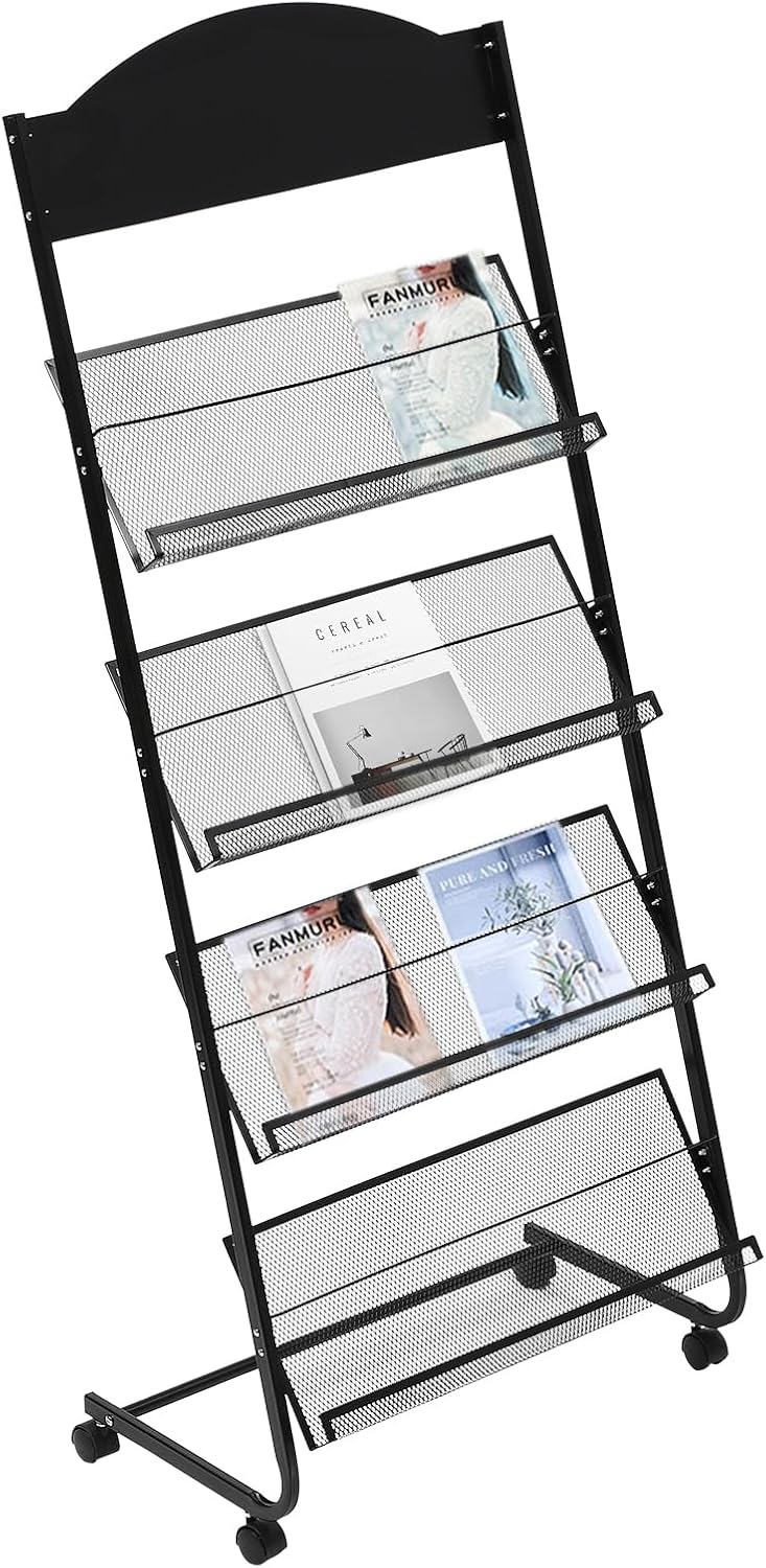LOYALHEARTDY FloorStanding Magazine Rack with Wheels 4