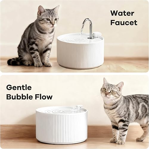 Miniatura 7 de Fuente de agua de cerámica para gatos, fuente de cerámica para gatos de 2.2 L78 onzas, fuente de agua automática de cerámica para gatos, fuente de