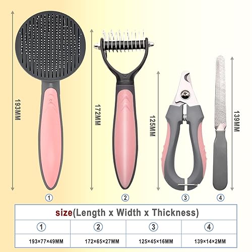 Miniatura 5 de Juego de cepillos para quitar pelos para mascotas, rastrillo para perros y gatos, cepillo de doble cara para quitar y desenmascarar peine kit de