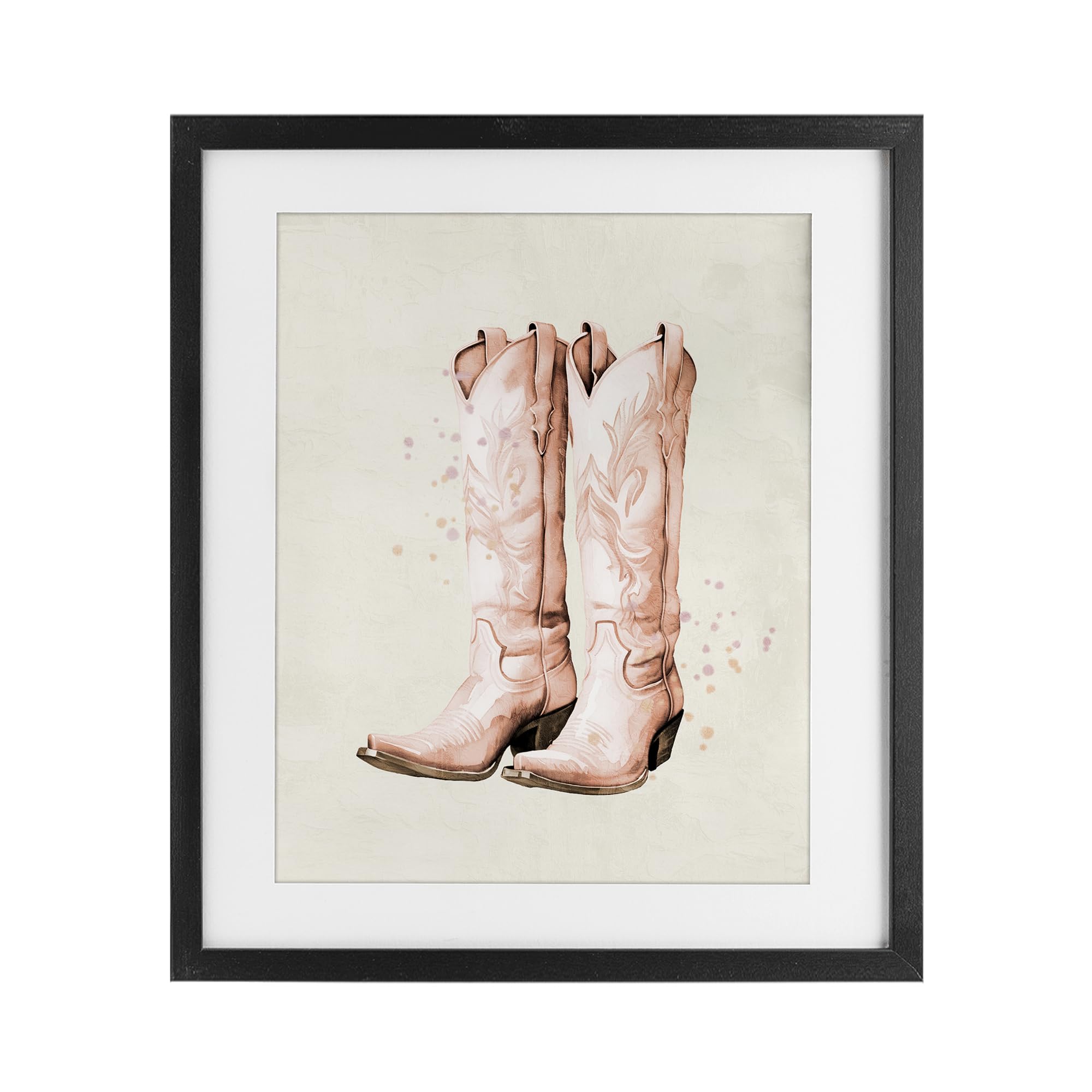 Affiche encadrée Howdy Cowgirl Pastel Boots Stupell Industries sous verre grey 21x17