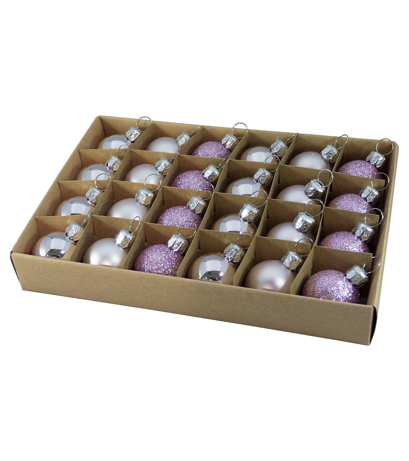 DZD Boxes of 24 Mixed Finish Baubles - 30mm - 30mm diameter - box of 24 (Purple)