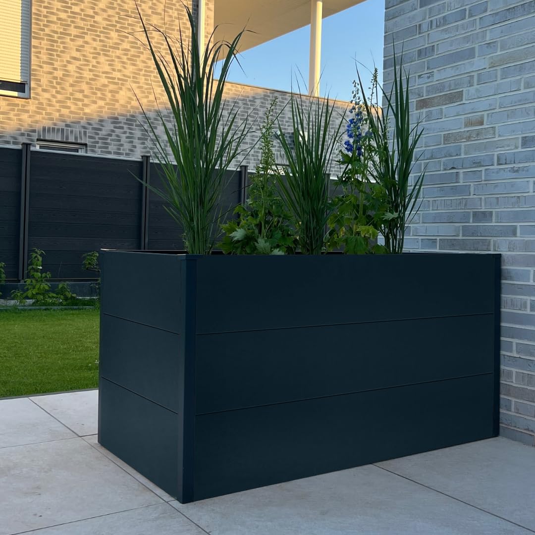 Metzler Hochbeet für den Garten – Stahl in Anthrazit | Witterungsbeständiges Metall-Gartenbeet, Pflanzenbeet, Blumenhochbeet | 150 x 75 x 77 cm