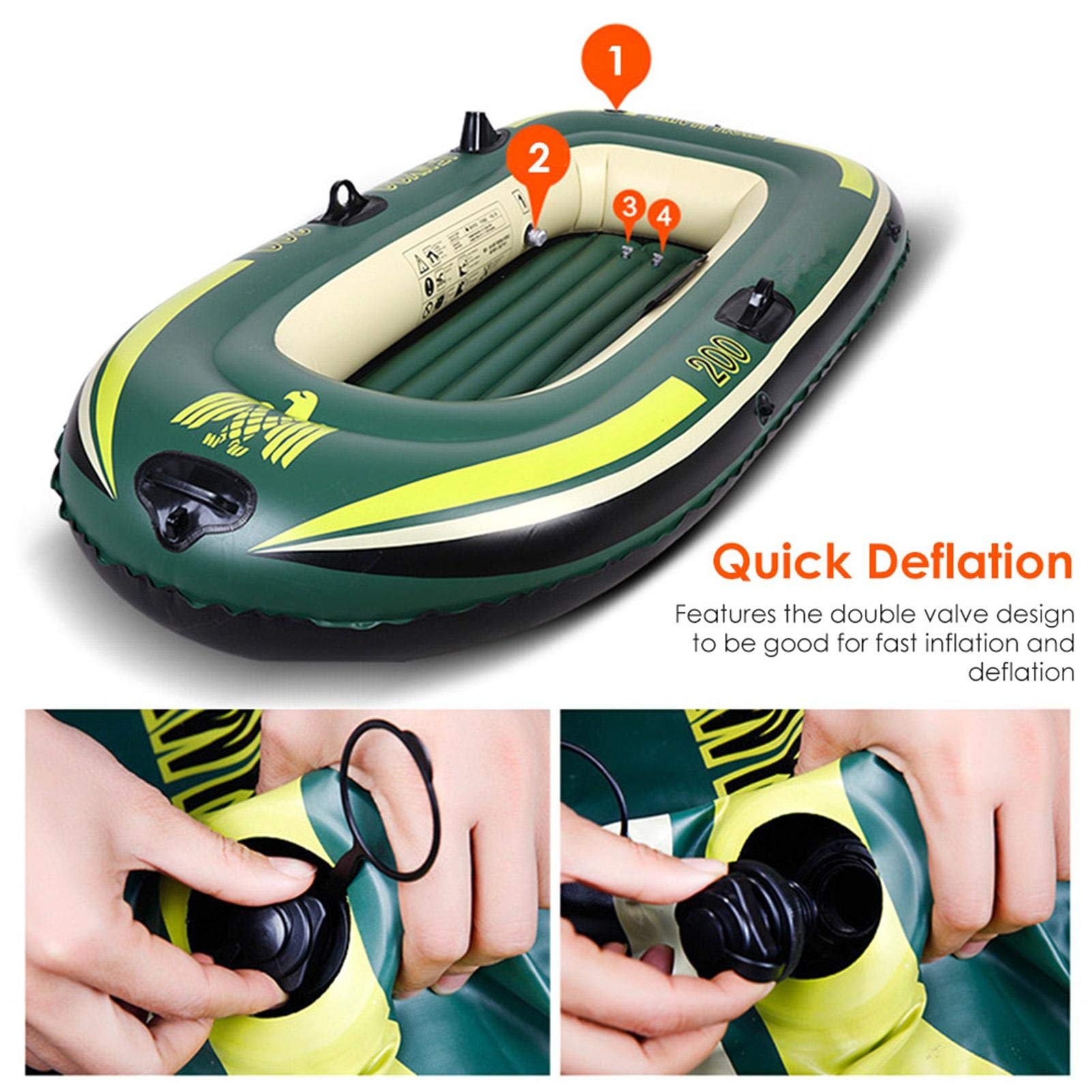 Kit de kayak – Barco de pesca inflable, serie de botes inflables de PVC resistente, para 2/3 personas, flotador inflable para barcos de piscina para pesca, exploración marítima, río y mar