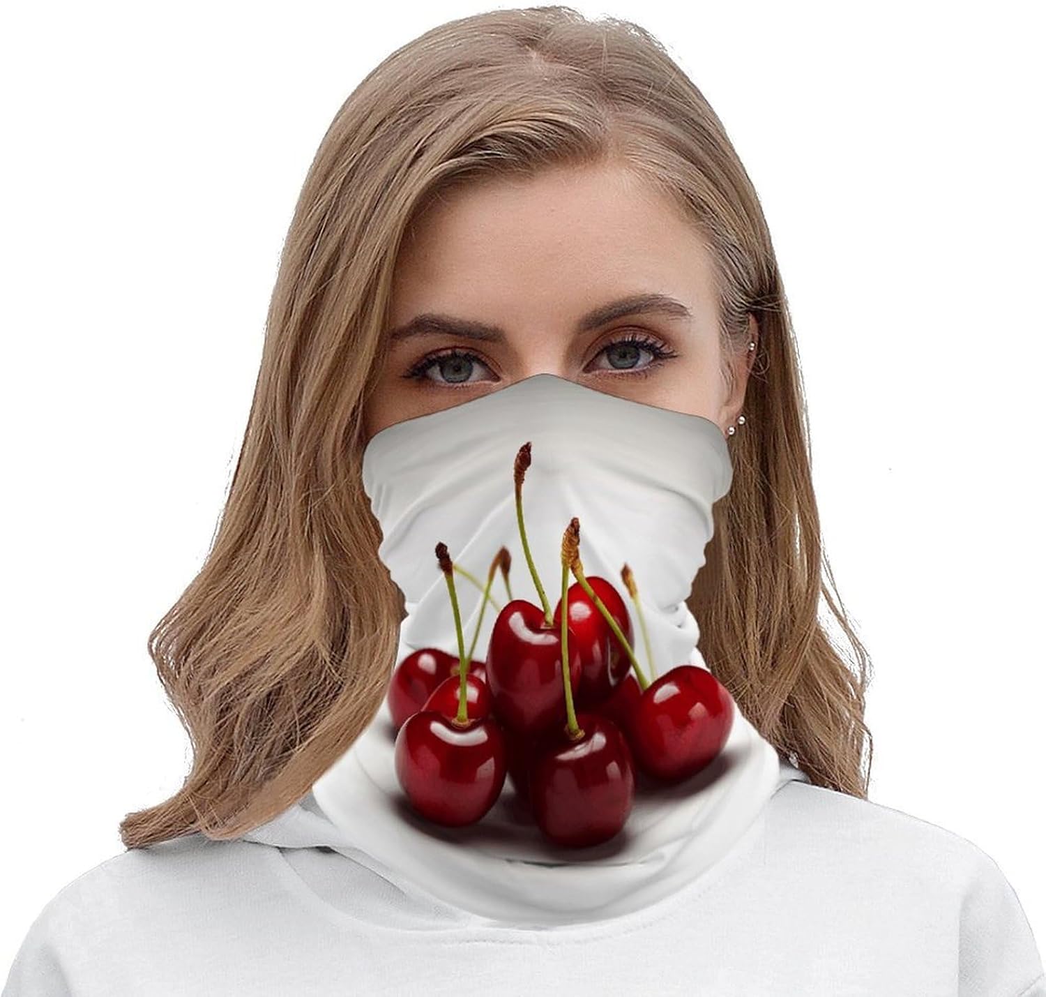Chilean Cherries Neck Gaiter for Men Women Cooling Breathable Face Mask Scarf Windproof Hiking Bandana Soft Face Cover High-elastic Magic Scarf Headband for Cycling Running
