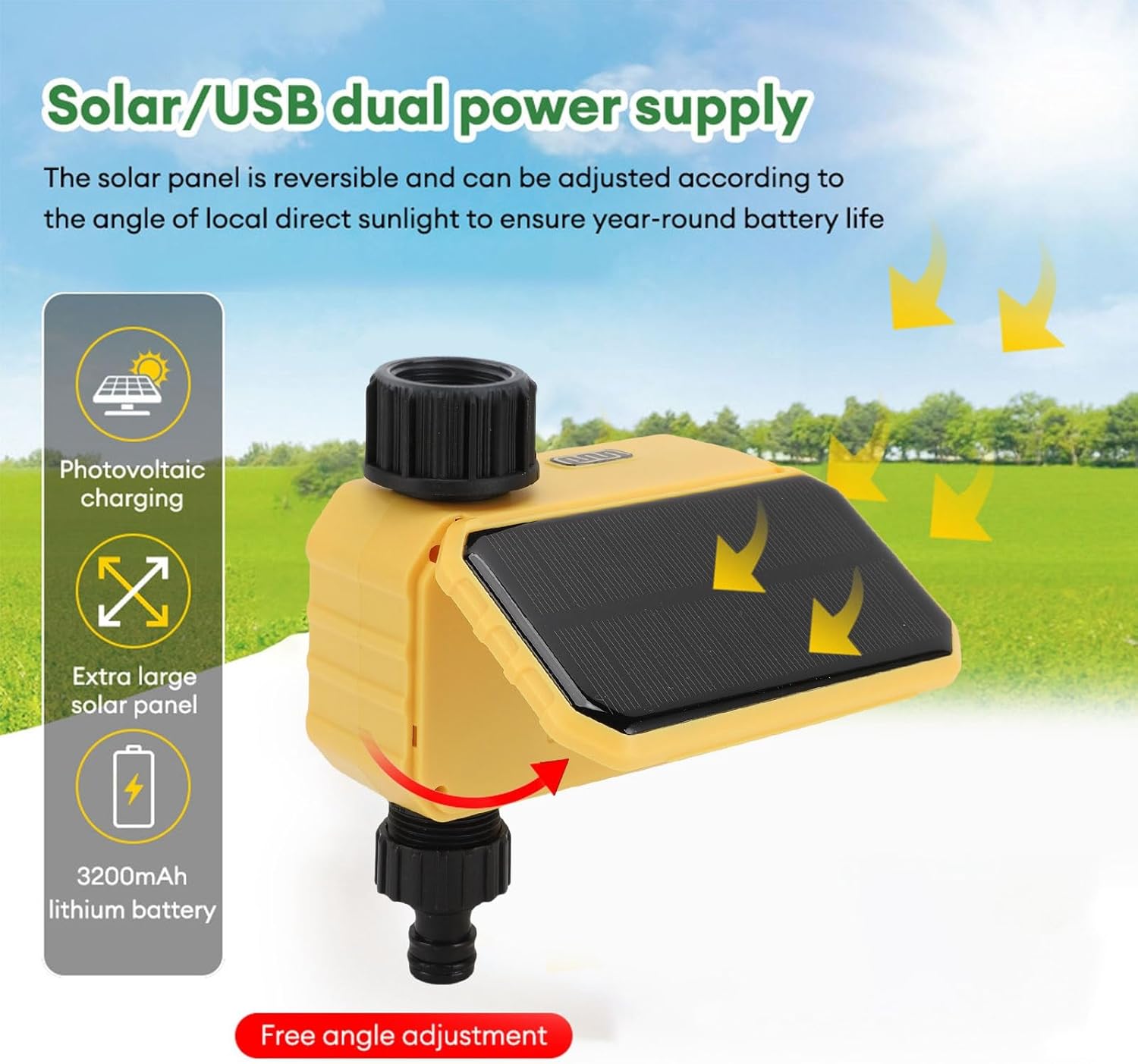 Solar Single Way Valve Sprinkler Timer Automatic Irrigation Watering Timer with Rain Sensor for Garden Courtyard - Solar Power, Intelligent Timing, Efficient Water Management