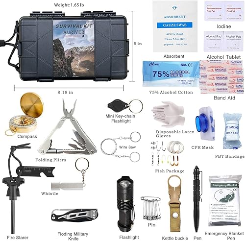 Miniatura 7 de Kit de supervivencia 63 en 1 kit de primeros auxilios equipo de supervivencia herramienta de supervivencia regalos para hombres papá marido él