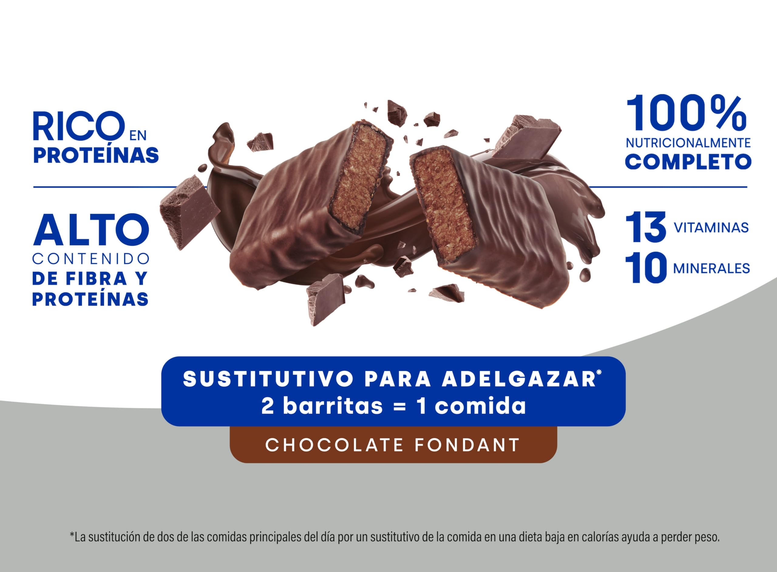 BIMANÁN - Barritas Chocolate Fondant - Sustitutivos de Comida para Adelgazar - 2 Barritas Equivalen a una Comida y Proporcionan 238 Calorías - Ricas en Fibra - Caja de 10 Unidades