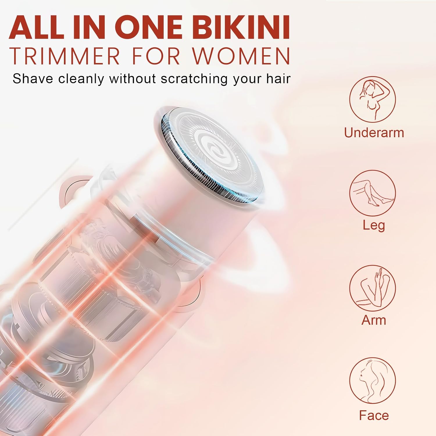 Bikini Trimmer for Women, 2 in 1 Electric Shaver for Women (Pink)
