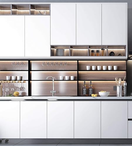 Miniatura 3 de FunStick Papel tapiz marrón dorado, de 24 x 200 pulgadas, impermeable, para armarios, encimeras de cocina, papel de contacto, papel de pared marrón