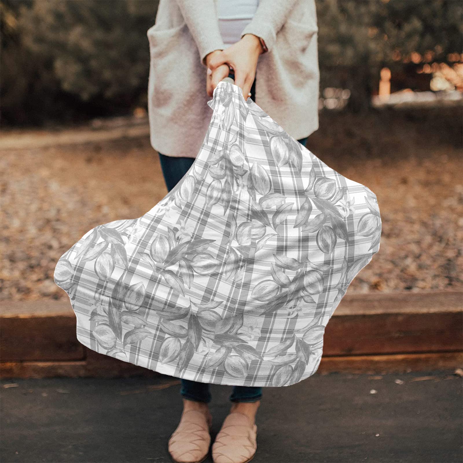 Nursing Cover for Breastfeeding Scarf, Lemon Black White Baby Car Covers Super Soft Multi Use for Canopy Shopping Cart Cover Blanket Stroller Cover