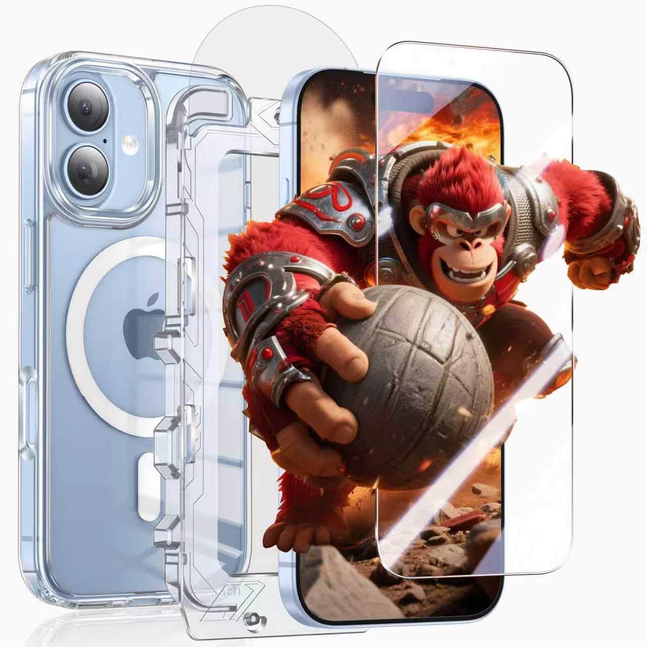 iPhone 17 用 ケース クリア Magsafe対応 「9H強化ガラスフィルム1枚 ゼロ失敗のガイド枠付き 自動貼り付け 気泡レス 自動吸着 99%高透過率 高感度タッチ」OURJOY スマホケース アイフォン17 カバー 米軍規格 衝撃保護 全透明 軽量 薄型 ワイヤレス充電対応 ストラップホール付き・ホワイト