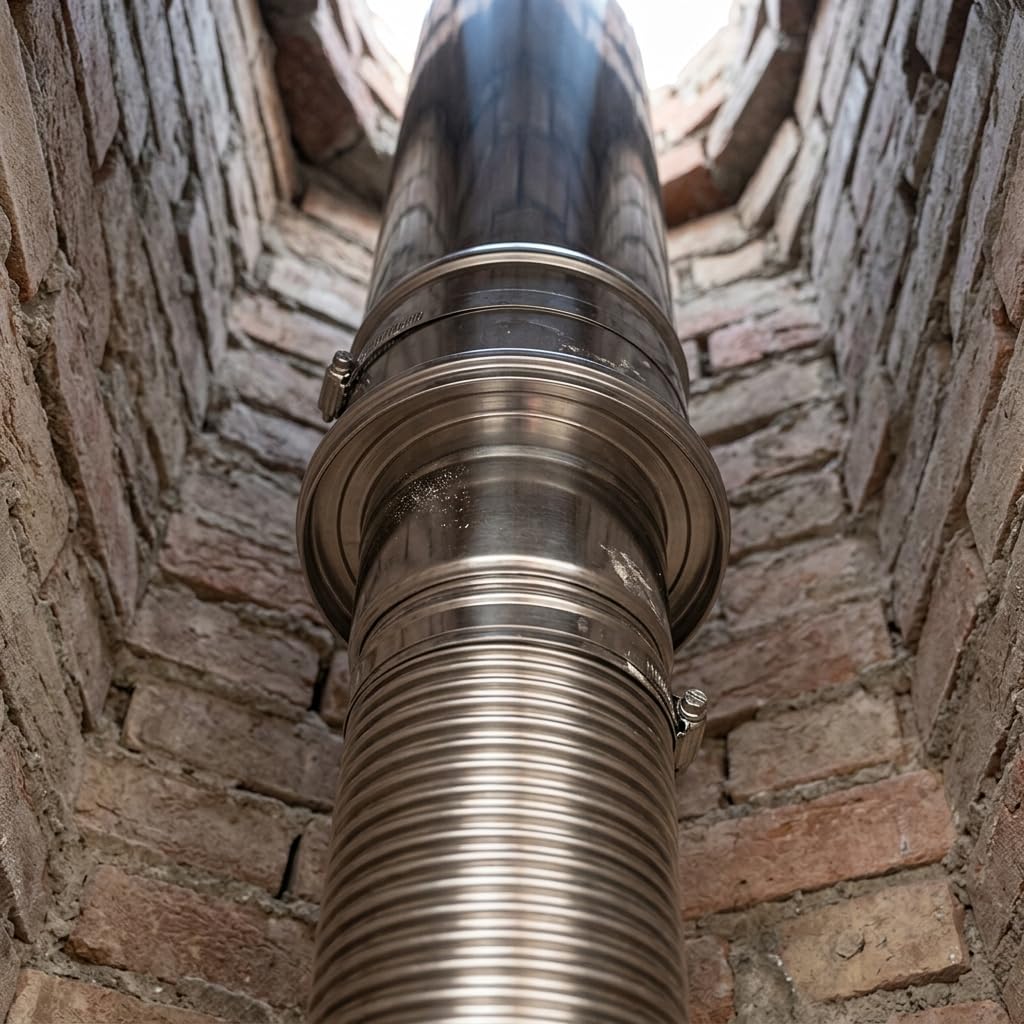MAKA Raccordo Flex-Rigido per Canna Fumaria in Acciaio Inox, Giunzione da Tubo Flessibile a Tubo Rigido Monoparete (Ø 300 mm, AISI 316)