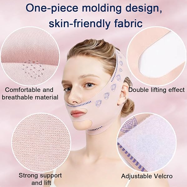 2 Piezas Correa Facial V Line Ajustable, Mascarilla para Papada Reutilizable en Forma de V, Banda de Ajuste de Cara de Barbilla en Forma de V, Banda Reafirmante Facial Transpirable, Ideal para Reducir - 5