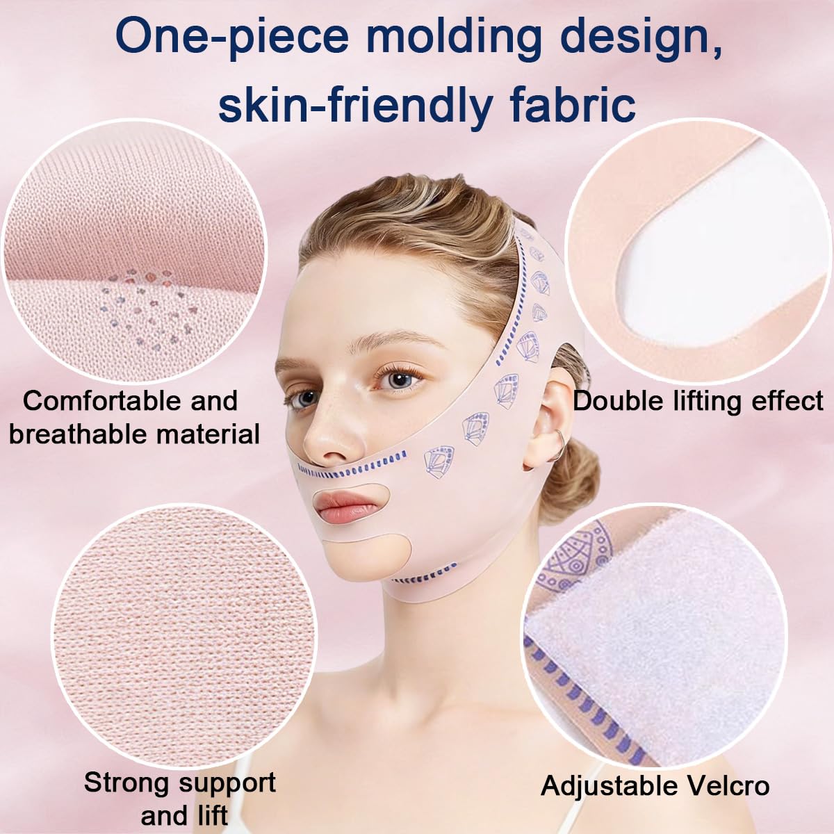 2 Piezas Correa Facial V Line Ajustable, Mascarilla para Papada Reutilizable en Forma de V, Banda de Ajuste de Cara de Barbilla en Forma de V, Banda Reafirmante Facial Transpirable, Ideal para Reducir — view 5