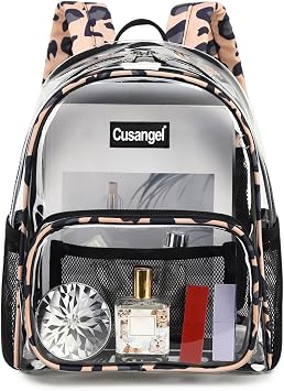 Cusangel Clear MIni Backpack Stadium Approved 12612,TPU Transparent Backpacks Plastic See Through Bag, Clear Bag for Concert Sport Event Work School Festival