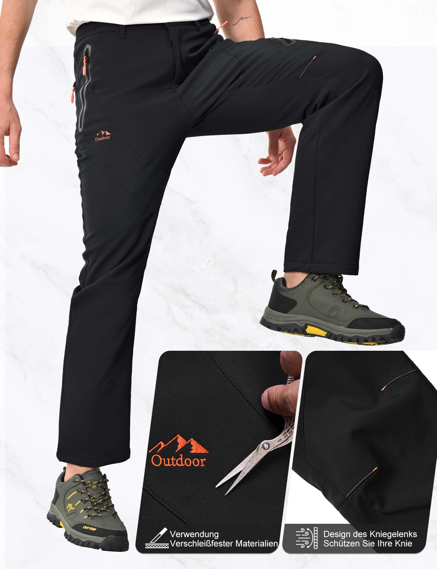 HFDWYJ Uomo Impermeabile Hiking Pants Outdoor Snow Ski Pesca Fleece Foderato Isolato Soft Shell Pantaloni Invernali
