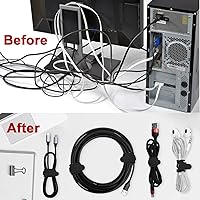 Vista 5 de Nearockle 16Pcs Silicone Cable Straps Wire Organizer for Bundling Earphone, Phone Charger, Computer Cords, Reusable Cable Ties Cord Organizer in