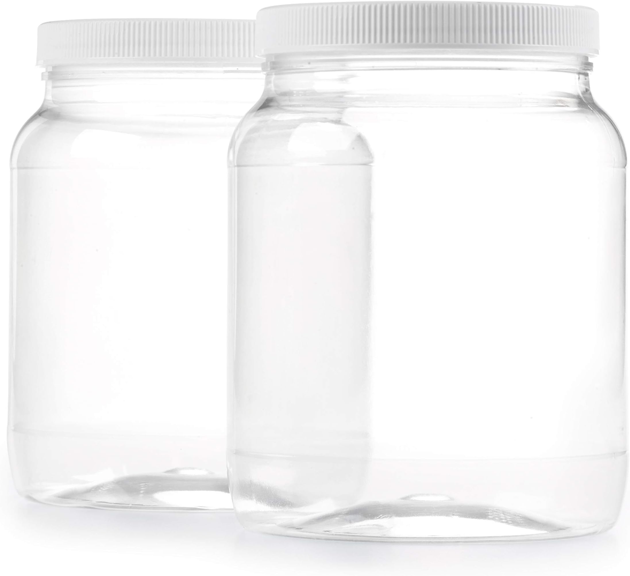 Half Gallon Plastic Jar w/Airtight Leakproof Lid - Dishwasher Safe - USDA Certified - Sun Tea, Fermentation, Food Storage, 2PK