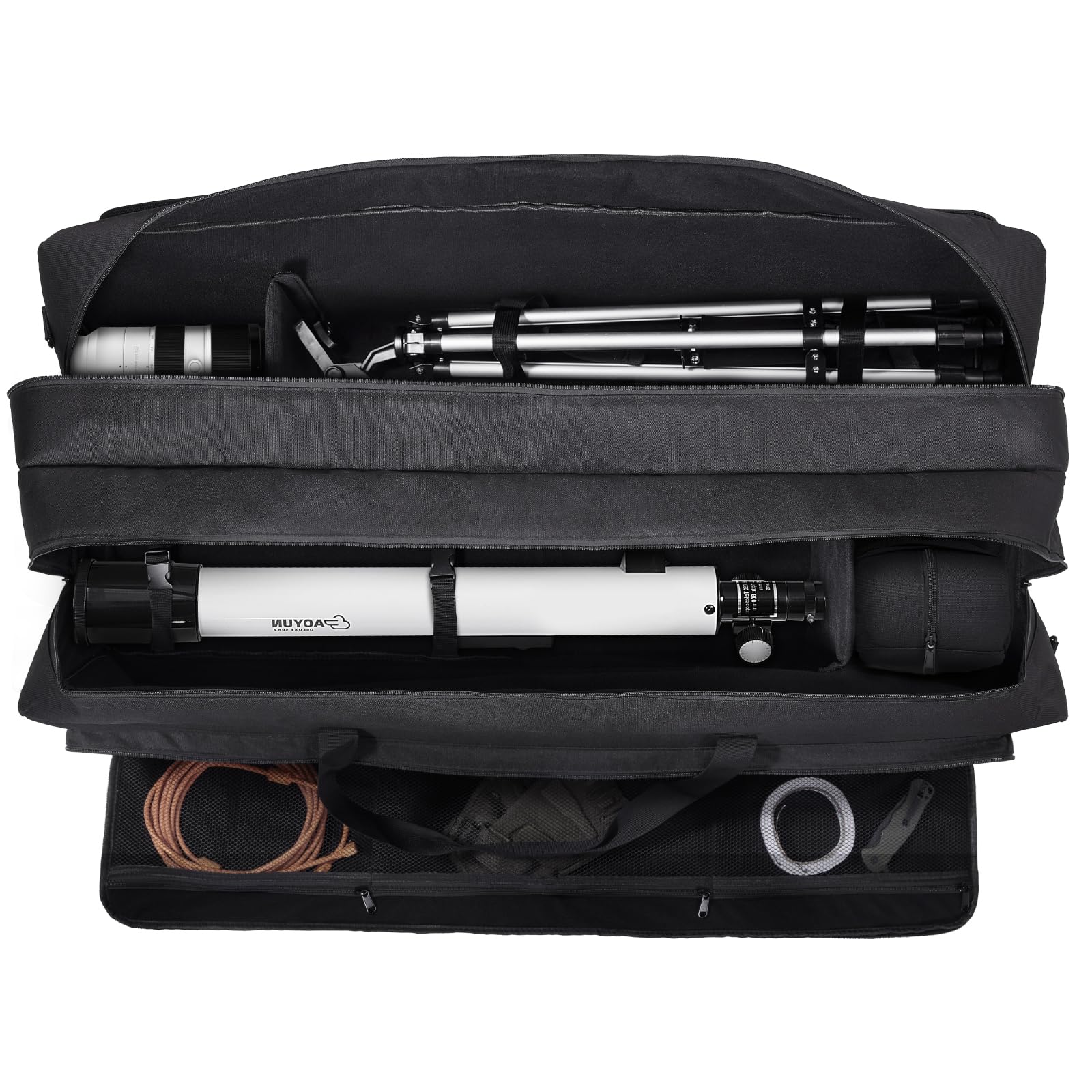 VEVOR Estuche para Telescopio de 104 x 36 x 28 cm, Bolsa para Guardar Telescopios con Hebillas Fijas, Bolsillos Múltiples y Divisor Desmontable, Bolsillo para Contrapeso para Tubo Óptico y Trípode