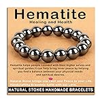 AD Beads Handmade Gemstone Stretch Elastic Bracelet Crystal Healing Reiki Nature\'s Beauty and Spiritual Essence Unisex (12mm, Hematite (Healing and Health))