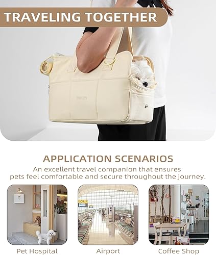Miniatura 6 de ONECUTE Transportador para perros pequeños, conejos, gatos con bolsillos grandes, bolsa de algodón, transportador para perros de lado suave,