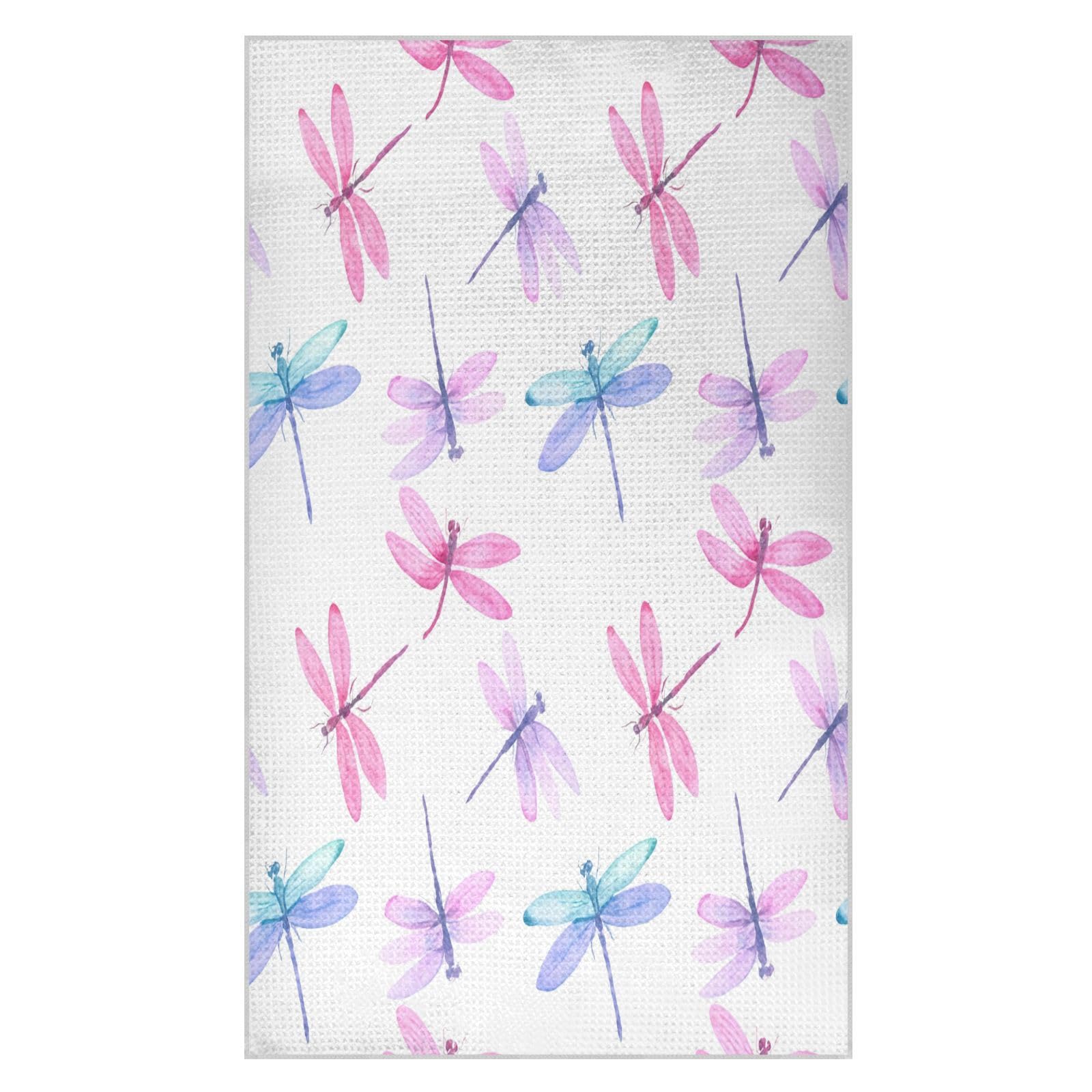 BURSTDDY Cartoon Dragonfly Kitchen Towels,Absorbent Dish Towels 2 Pack