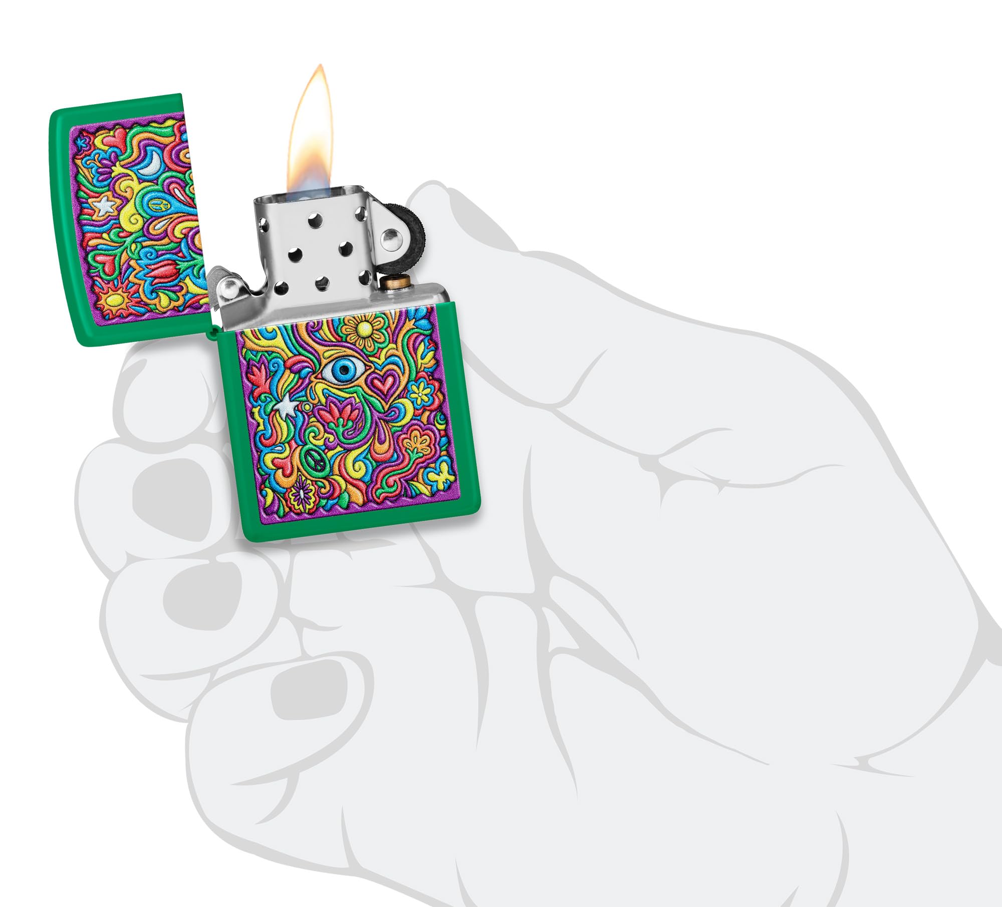 Zippo Accendino Antivento Trippy Design 48957 Finitura Matte Verde Prato