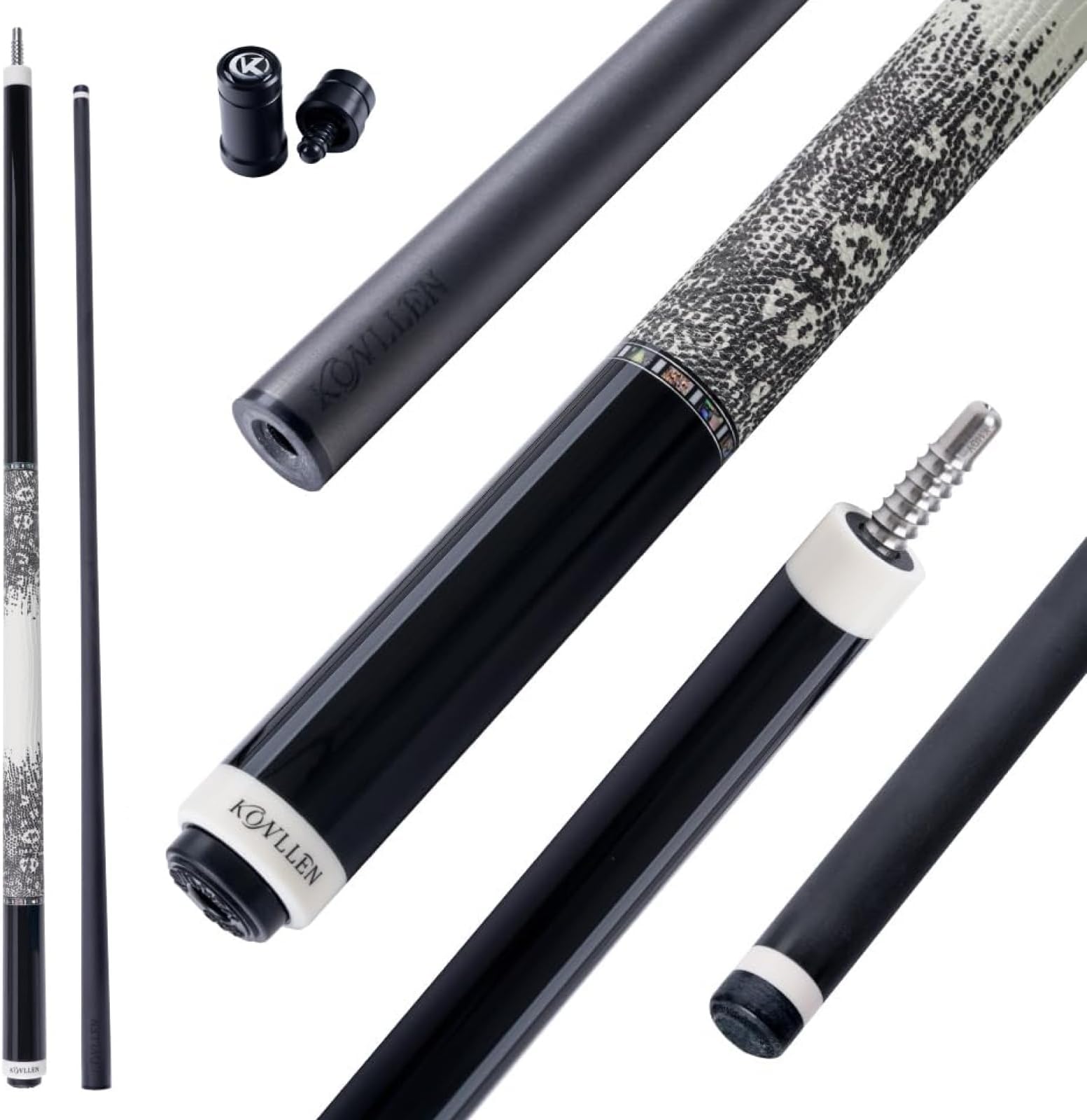KONLLEN 2.0 Carbon Fiber Pool Cue, Low Deflection, Pro Taper Shaft