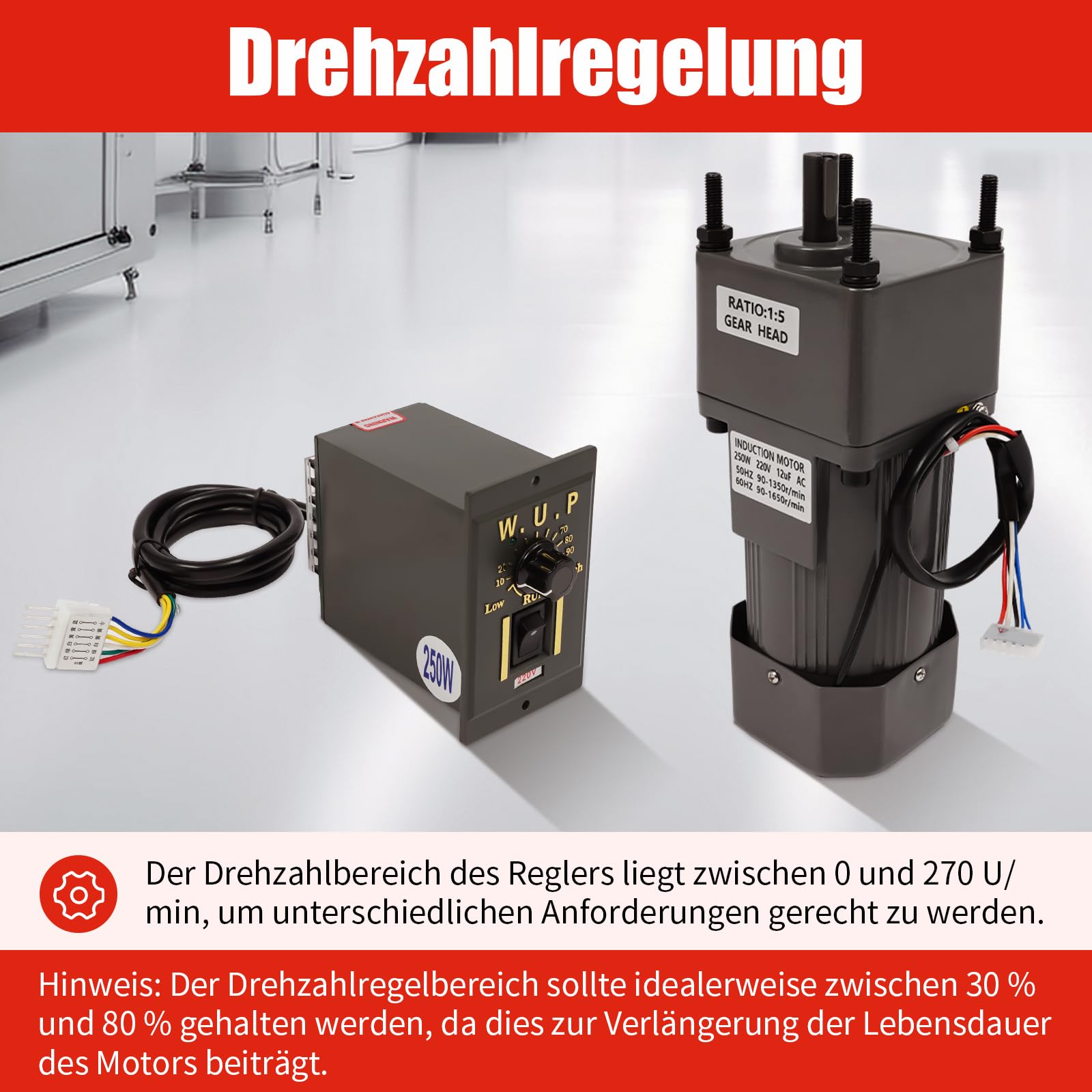 Elektrischer Getriebemotor, 250W 220V Elektromotor Hohe Effizienz Vorwärts- Und Rückwärtsdrehbar für Intelligenten Geräten, Tierhaltungsmaschinen
