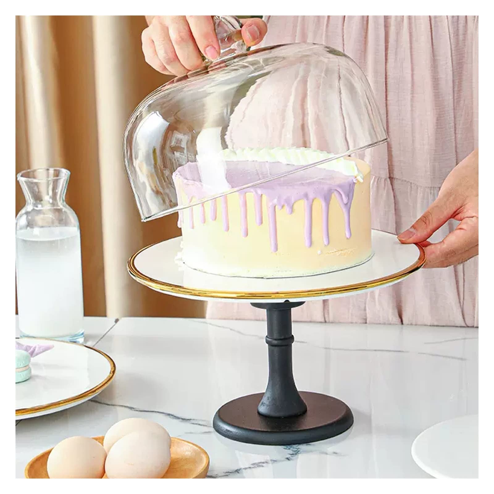 Support rotatif pour gâteau Plateau à gâteau d'anniversaire plateau haut rotatif en céramique confiserie Dessert présentoir à gâteau présentoir à gâteau de fête présentoir à Dessert Outil d'affichage
