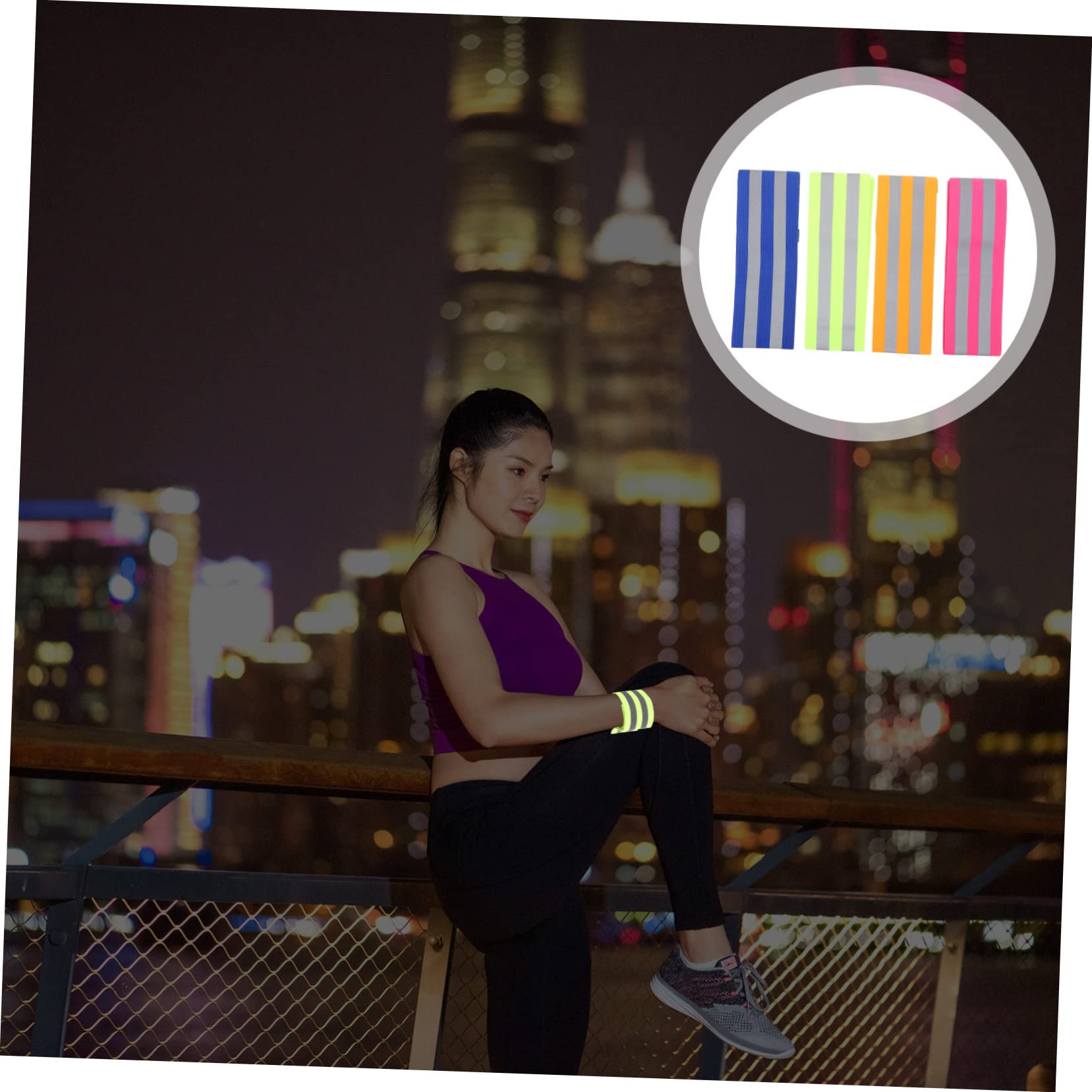 ibasenice Reflektierendes Armband Nacht Armbinden Sport Laufen Reflektierende Bänder Reflektierende Gehausrüstung Reflektierende Laufbänder Polyester