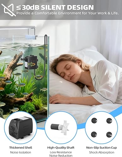 Miniatura 3 de Bomba de agua sumergible de 160 GPH (600 LH, 10 W), bomba de fuente duradera para exteriores con tubo de 4.9 pies para acuarios, pecera, fuente de