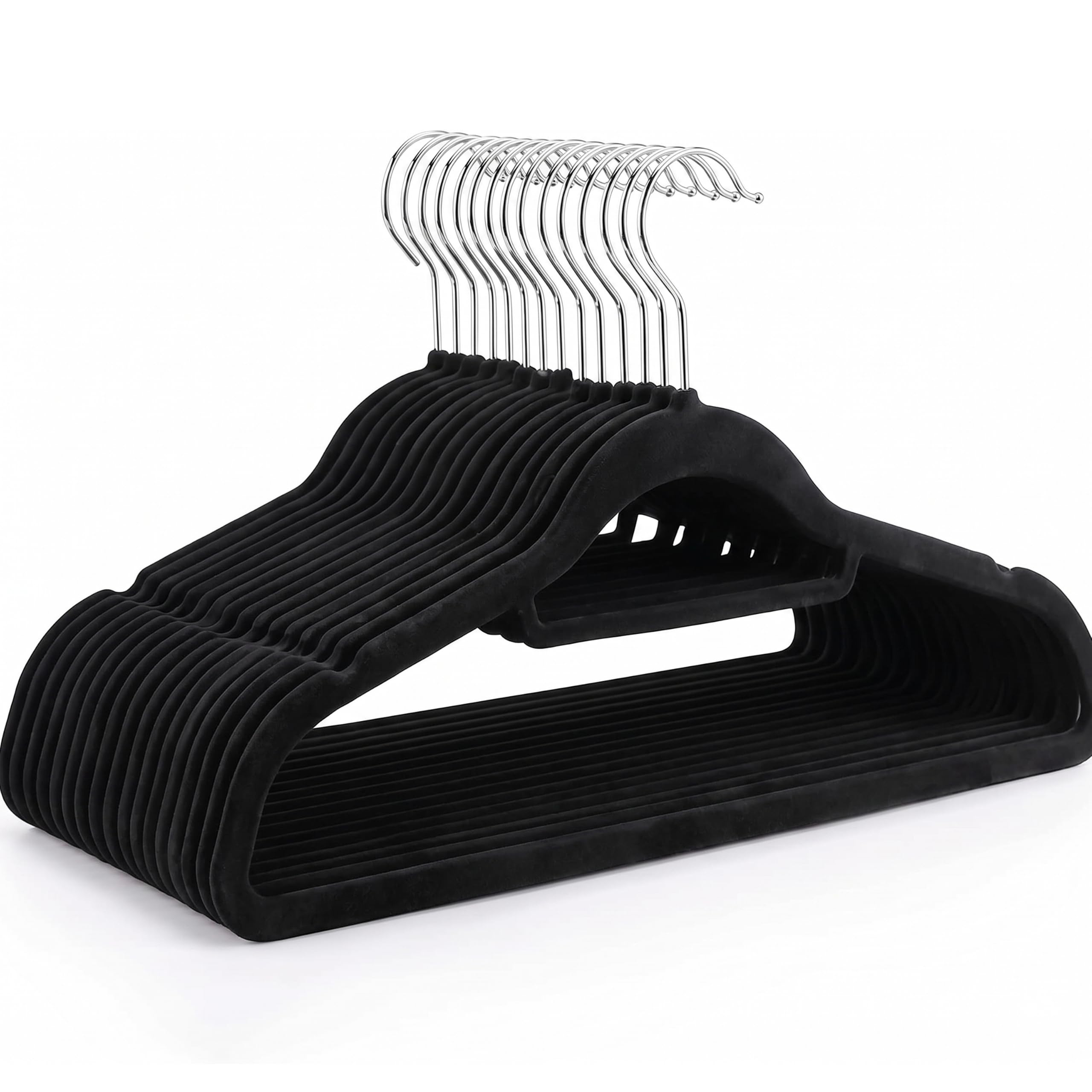 Housezy Coat Hangers, 20 Pack, Non-Slip Velvet Hangers for Clothes with Tie Bar & 360° Rotating Hook, Strong & Durable, Slim Space Saving Design for Coats, Shirts, Jackets & Trousers