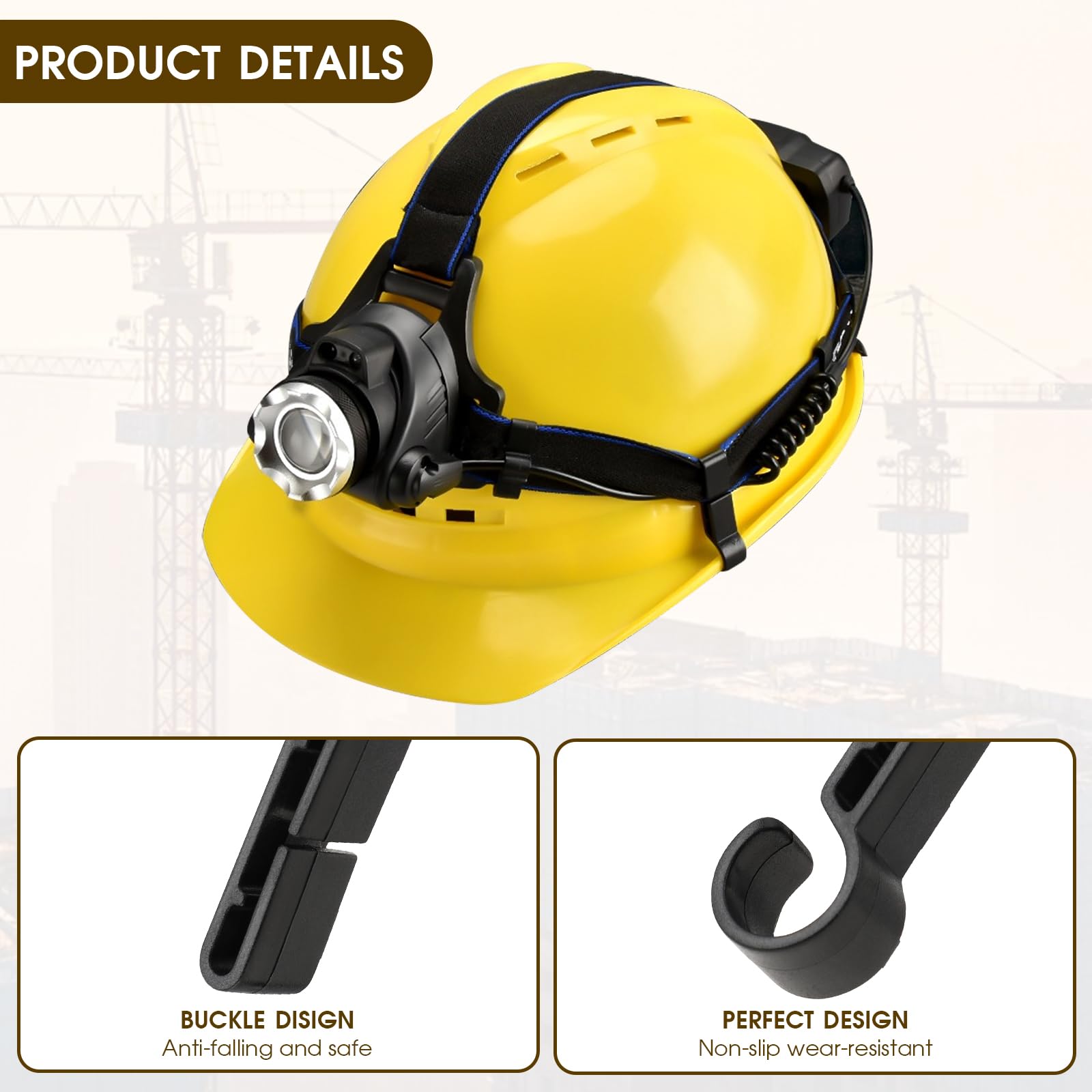 12 clips de casco para faros, clips negros para faros de casco, ganchos para faros de casco, aptos para todo tipo de faros, casco de protección, linternas de sombrero duro