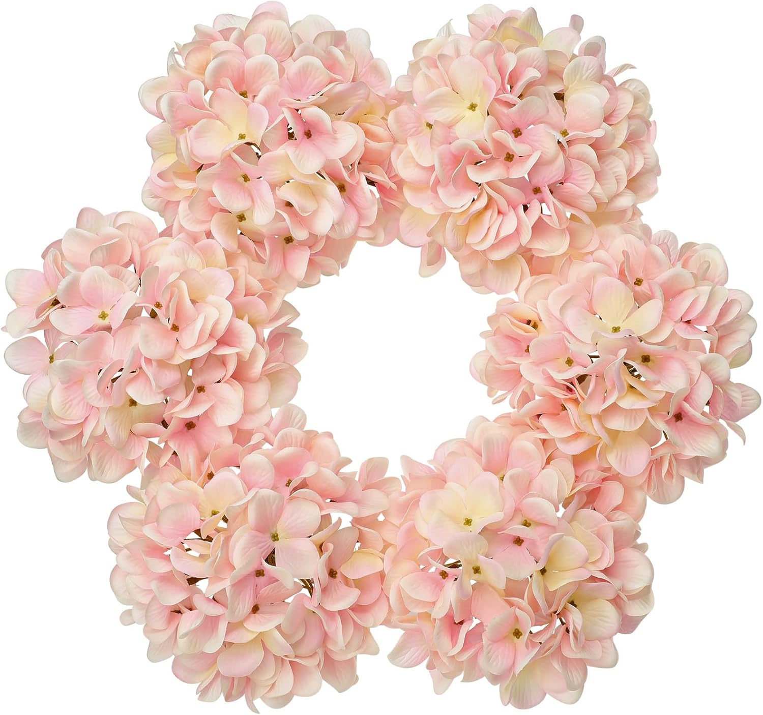 Hollyone 6 Pcs Light Pink Hydrangea Artificial Flowers Heads with Stems Silk Faux Hydrangea Pink Fake Flowers for Home Indoor Outdoor DIY Floral Wedding Flower Bouquets Kitchen Table Centerpiece Decor