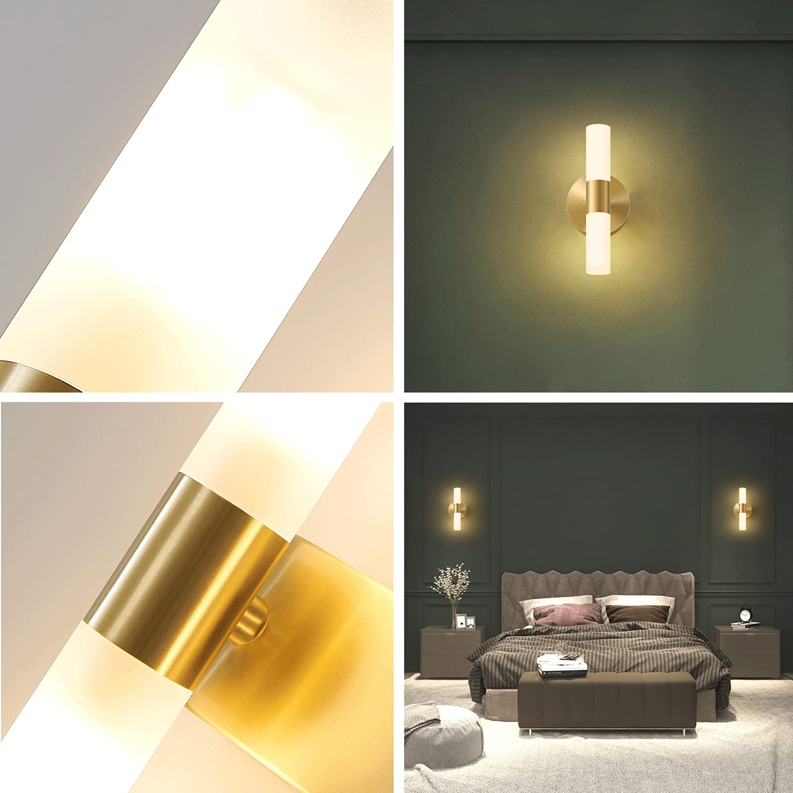 Wandlamp 2-flmg Echt Messing Licht Bronzen Kandelaar Jeugdstijl Handwerk, Slaapkamer Woonkamer