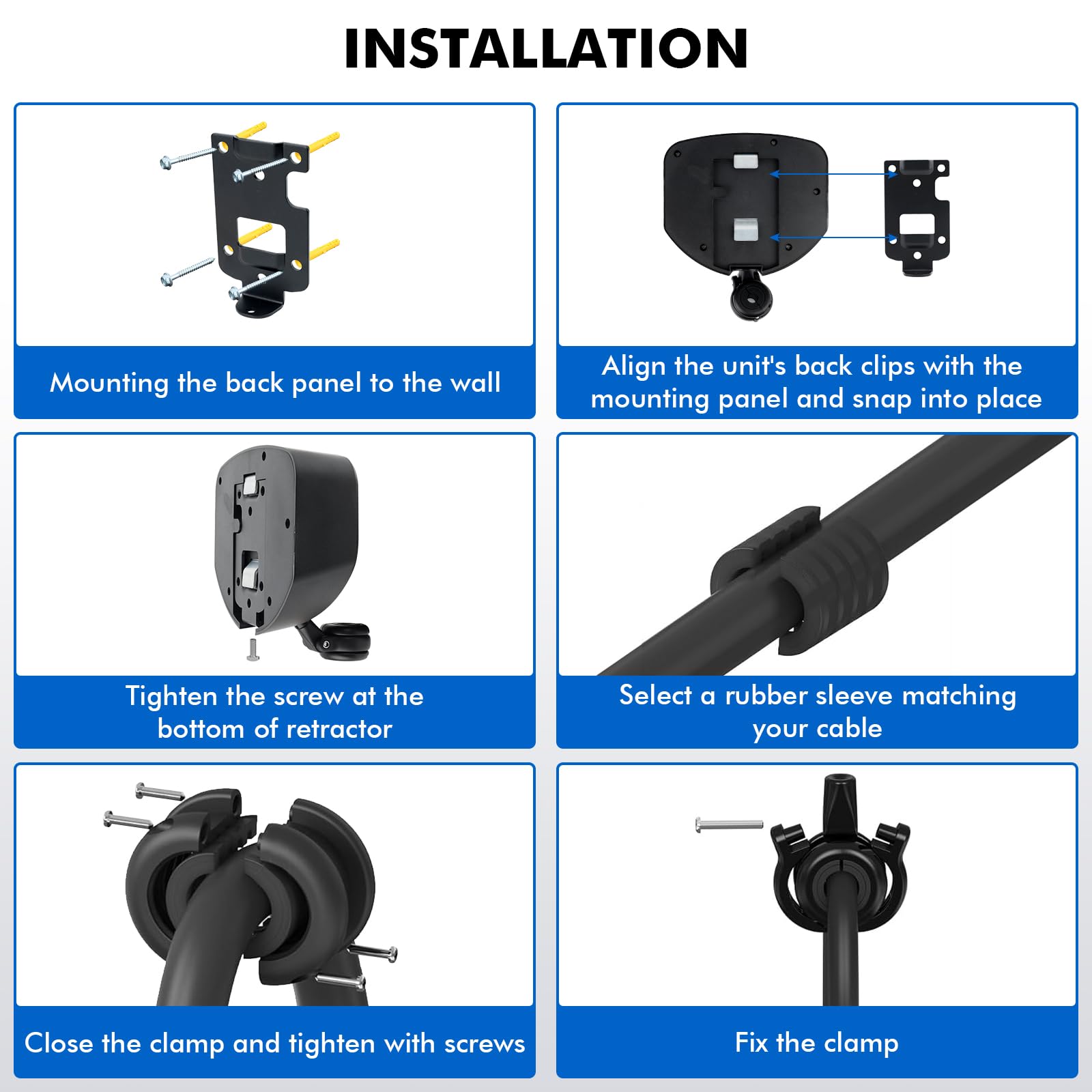 Automatisch Einziehbare Wallbox Kabelhalterung Automatischer Kabelaufroller | für Ladekabel von Elektrofahrzeugen, Halterung Ladekabel Typ 2 Type 1 Wandhalterung (Ceiling-mounted & Wall-mounted)