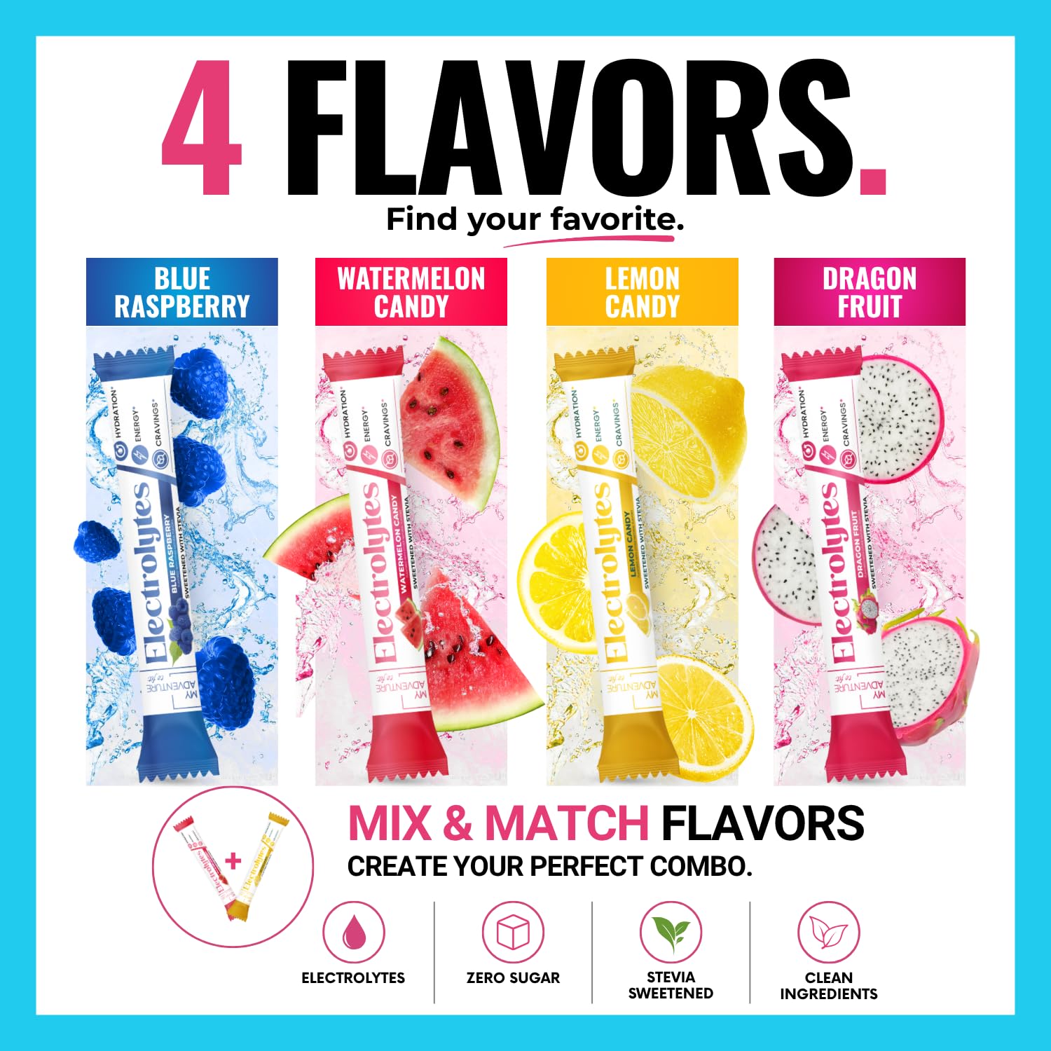 Electrolytes Powder Packets Variety Pack – Sugar Free Hydration Drink Mix — Amazon image 3