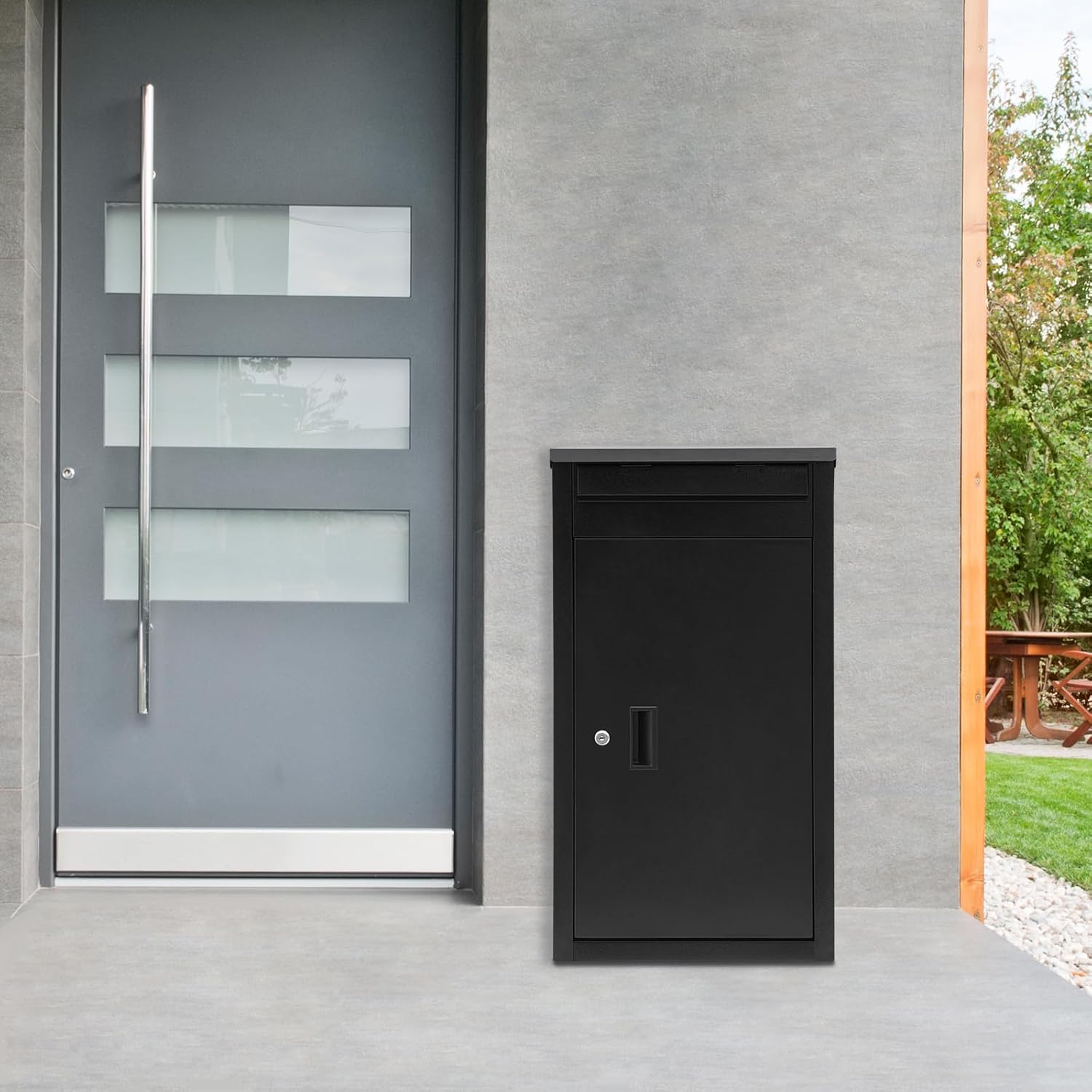 Package Delivery Boxes for Outside Wall-Mounted Parcel Drop Box Extra Large Mail Box with Key Lock Secure Storage for Outdoor Porch House Curbside Black 15.94 x 13.19 x 29.72 in