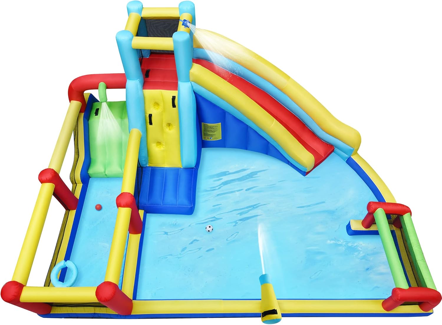 Inflatable Playground Backyard Water Park with Climbing Wall, Splash Pool, Water