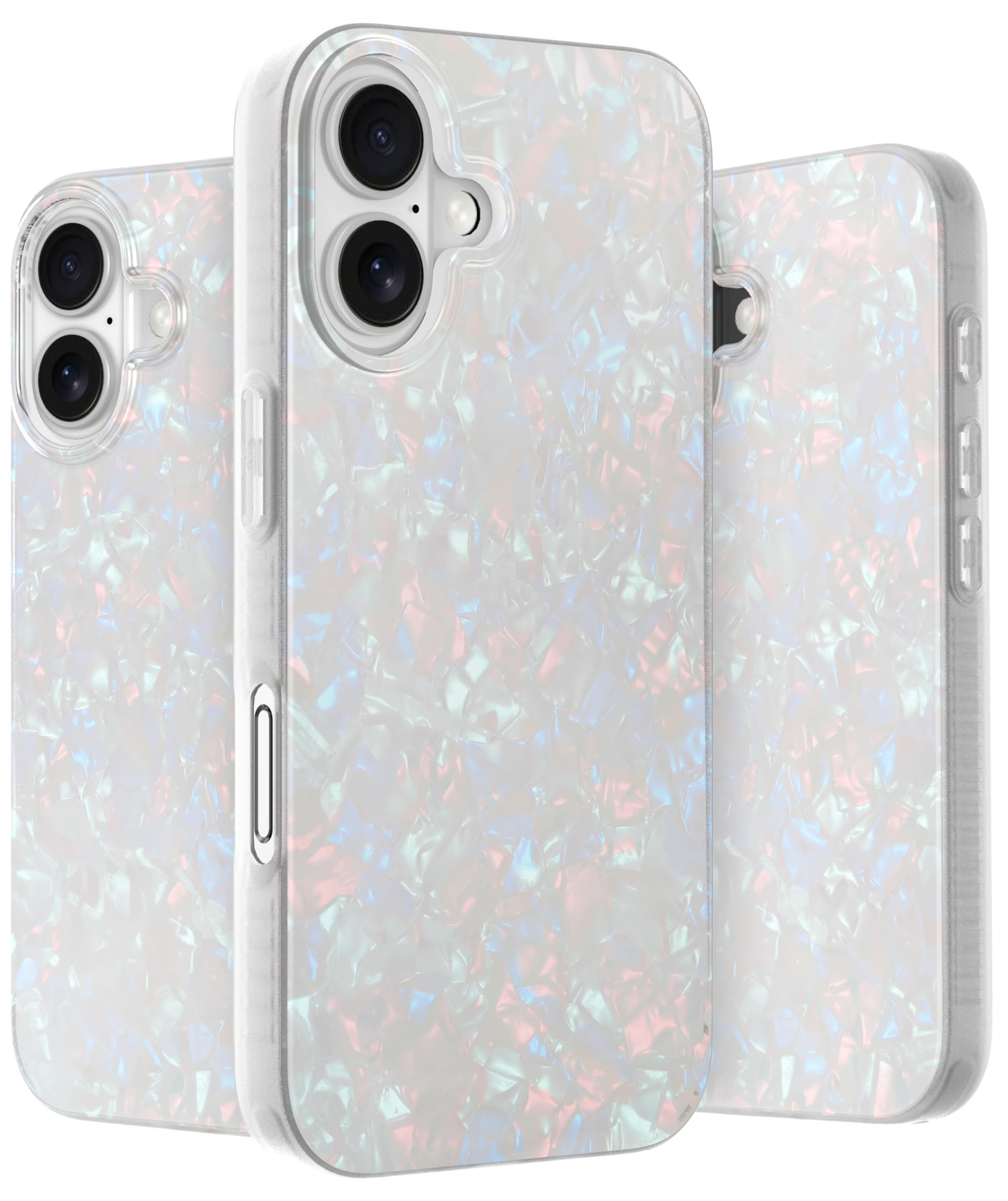 LONLI Hue - for iPhone 2024 Plus Case - White Pearl Tort Phone Case with [4 Airbag Cushioned Corners] - Cute, Unique and Aesthetic Shockproof Cover for Women and Girls