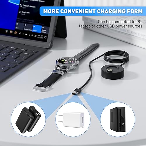 Miniatura 2 de RHOTALL Cargador redondo compatible con Garmin Fenix 7 7X Fenix 6 6S 6X Vivoactive 4 4S Venu 2, Forerunner 945955, base de carga de cable de