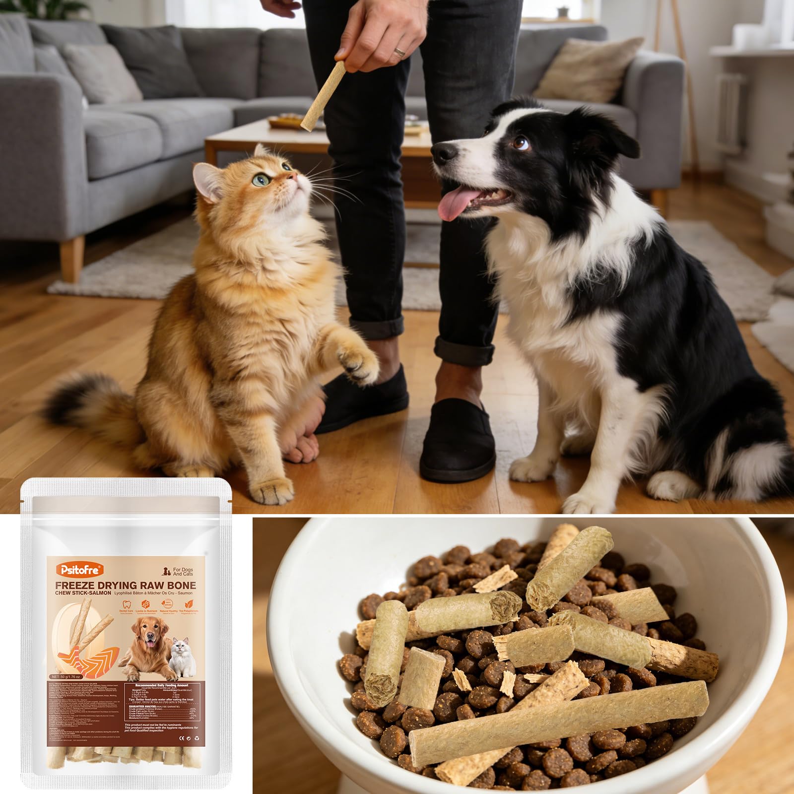 1.74oz Freezed Dried Cat Teething Sticks, Salmon Cat Chew Stick for Dental Care, Chicken Cats Treats, Feline Teeth Cleaning Snacks - image 8