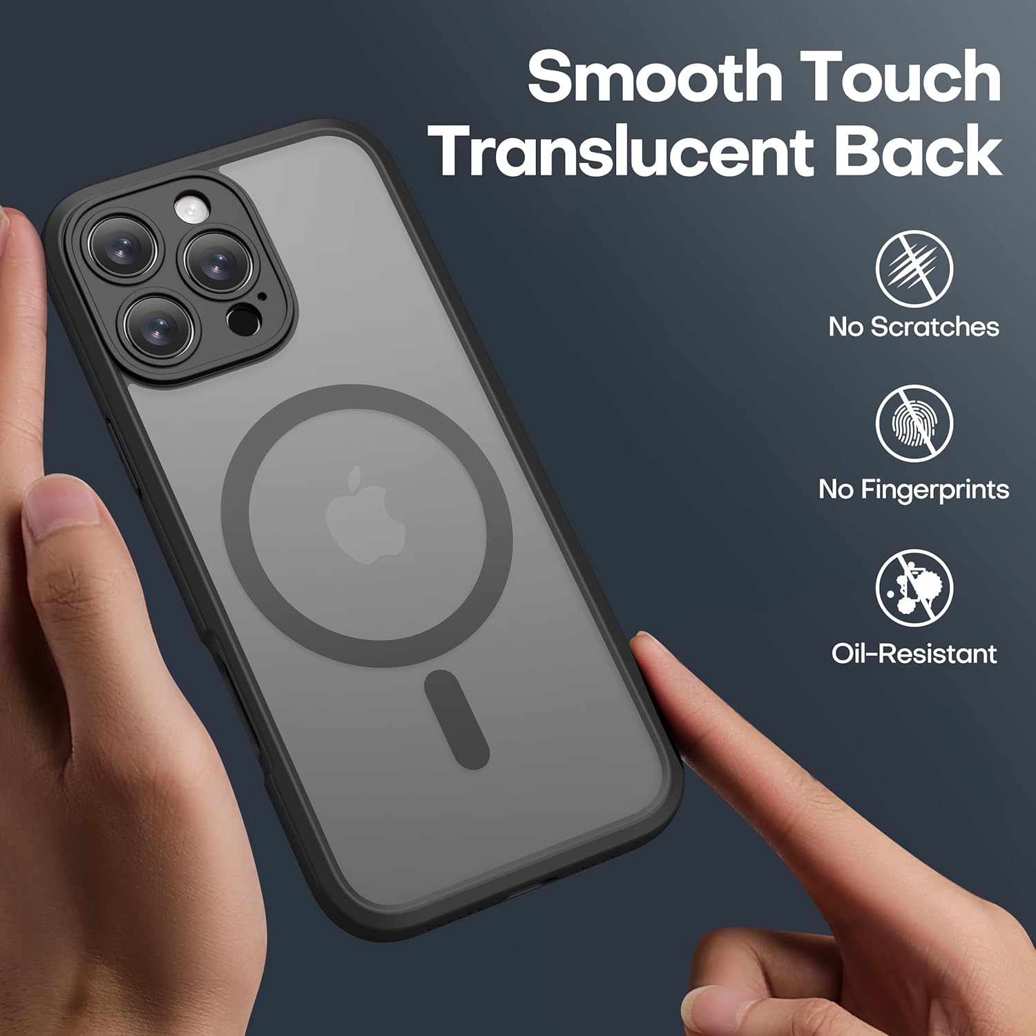 ImpactStrong Magnetic Guard Designed for iPhone 16 Pro Max Case [Camera Protection] [Military Grade Drop Tested] [Compatible with MagSafe] Slim Translucent Matte Phone Case (6.7") - Black - Image 3