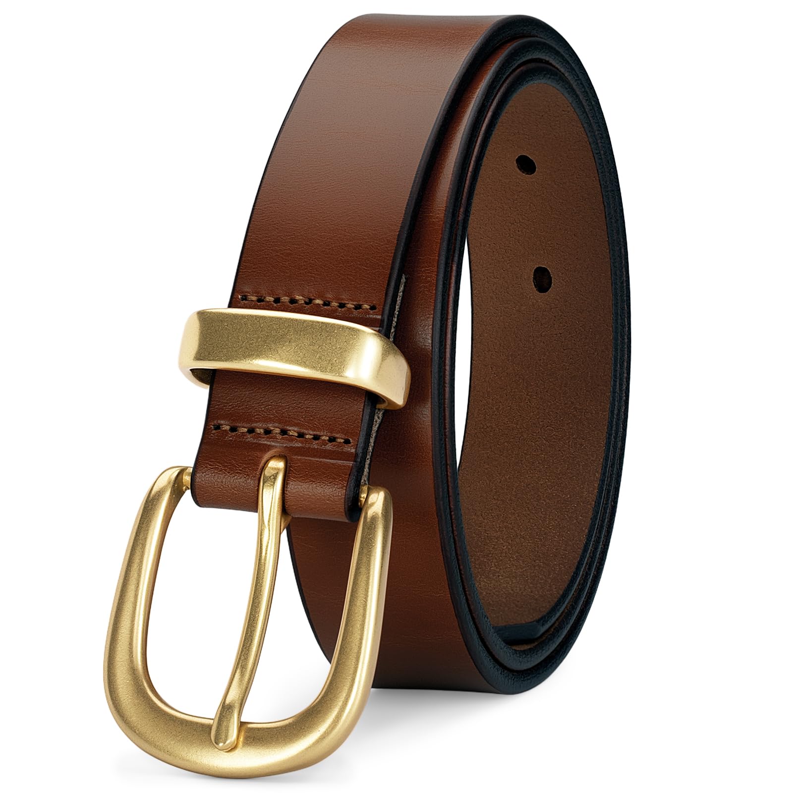 Womens Belts for Jeans 1 1 Width Ladies Belts for Dresses Full Grain Leather Gold Buckle Belt Gift