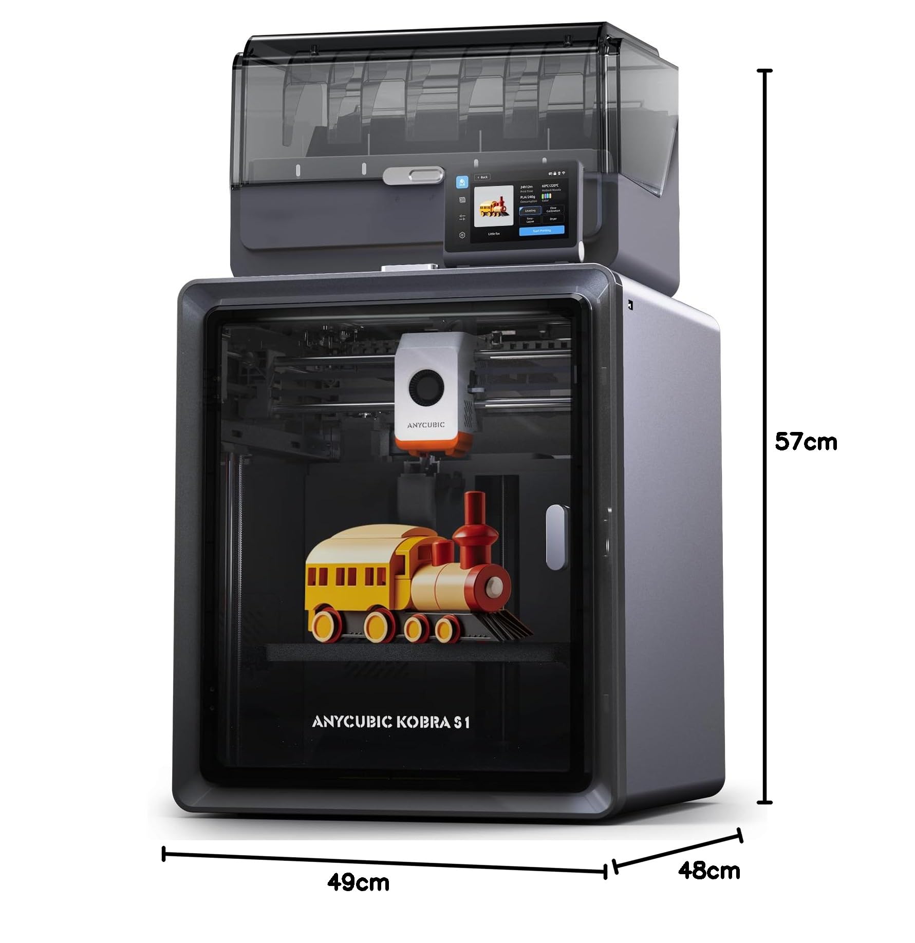 Anycubic Kobra S1 Combo 3D-Drucker Mehrfarbig, Geschlossene CoreXY-Struktur, 600 mm/s Schnelles Drucken, Trocknung Filament während des Drucks, 320 °C Hotend, Druckgröße 250 x 250 x 250 mm