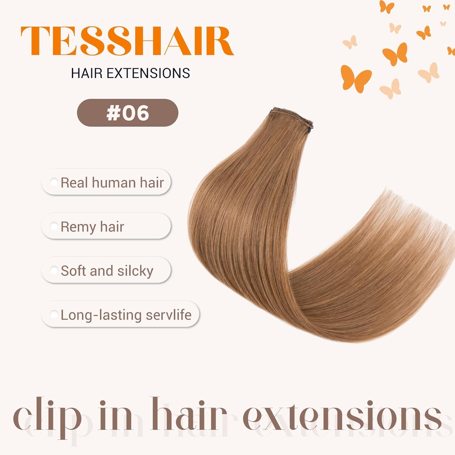 6PCS Clip in Hair Extensions Real Human Hair Short Clip in Extensions for Women Short Straight Hairpieces to Add Volume and Highlights 12 Inch Light Brown