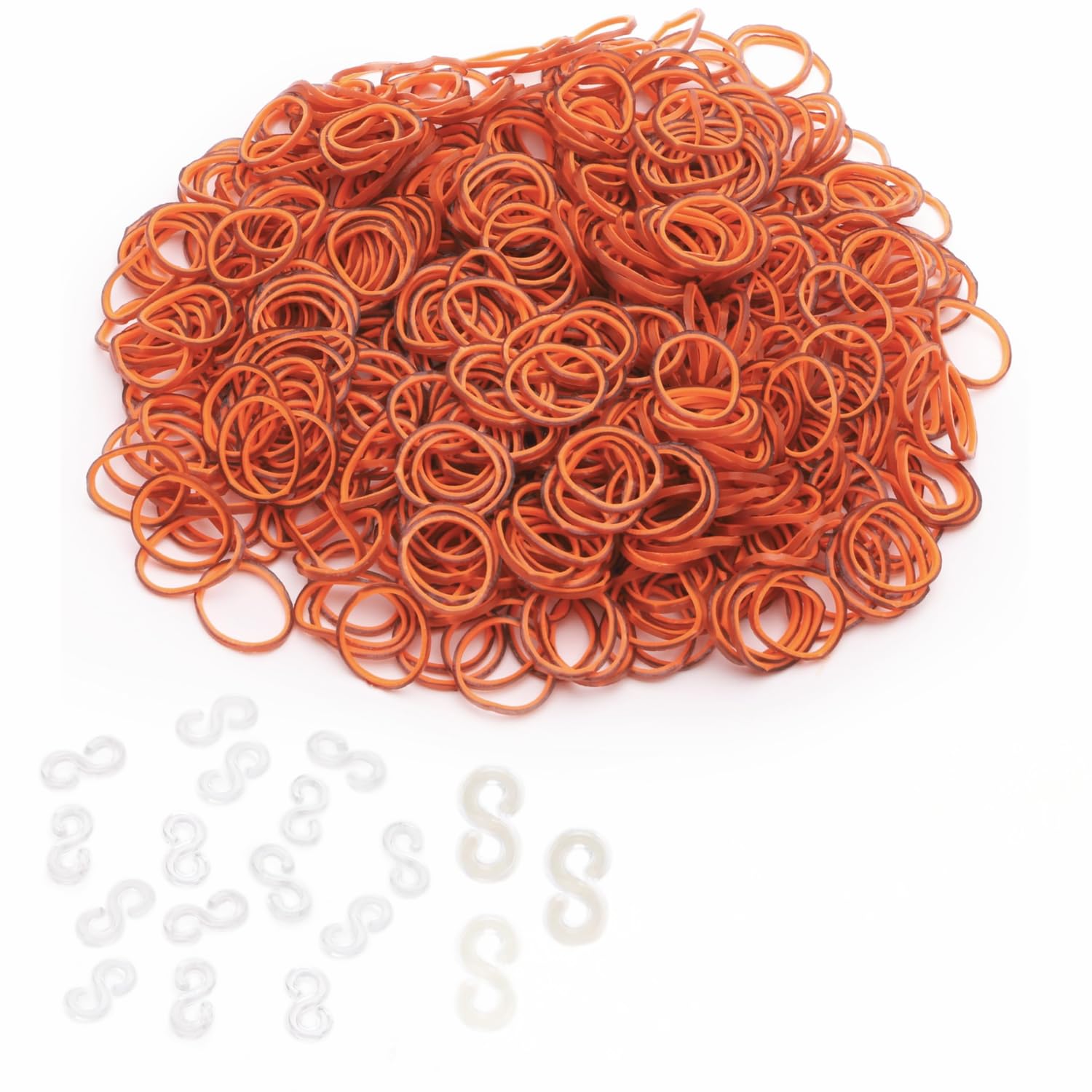 Toyland® Loom Band Refill Pack - 600 Multi Coloured Loom Bands - Clips Included - Latex Free (Orange)