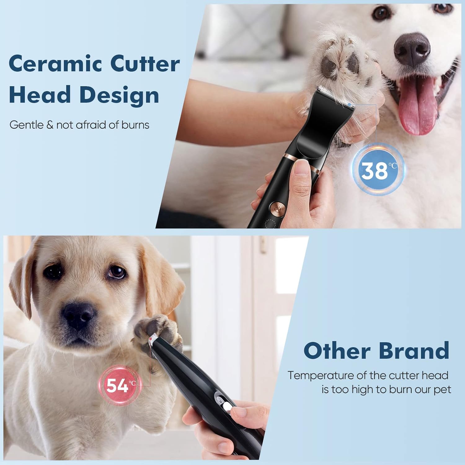 oneisall 2 Speed Cat Clippers with Double Blades, Cordless Small Cat Paw Trimmer, Low Noise for Trimming Dog's Hair Around Paws, Eyes, Ears, Face, Rump-Black : Pet Supplies